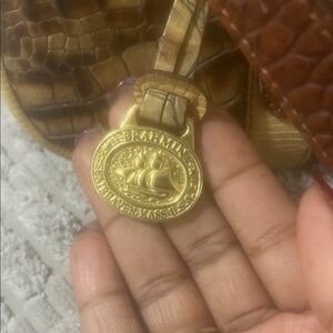 Brahmin Tan and Brown Croc-Embossed Bag